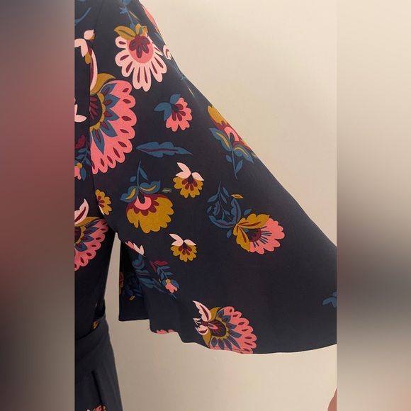 BODEN Emilie V Neck Midi Dress Navy Blue Flourish Pink Floral Size US 8R UK12R - Picture 14 of 16